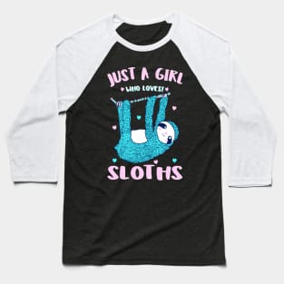 Just A Girl Who Loves Sloths Funny Sloth Christmas Gift Idea Baseball T-Shirt